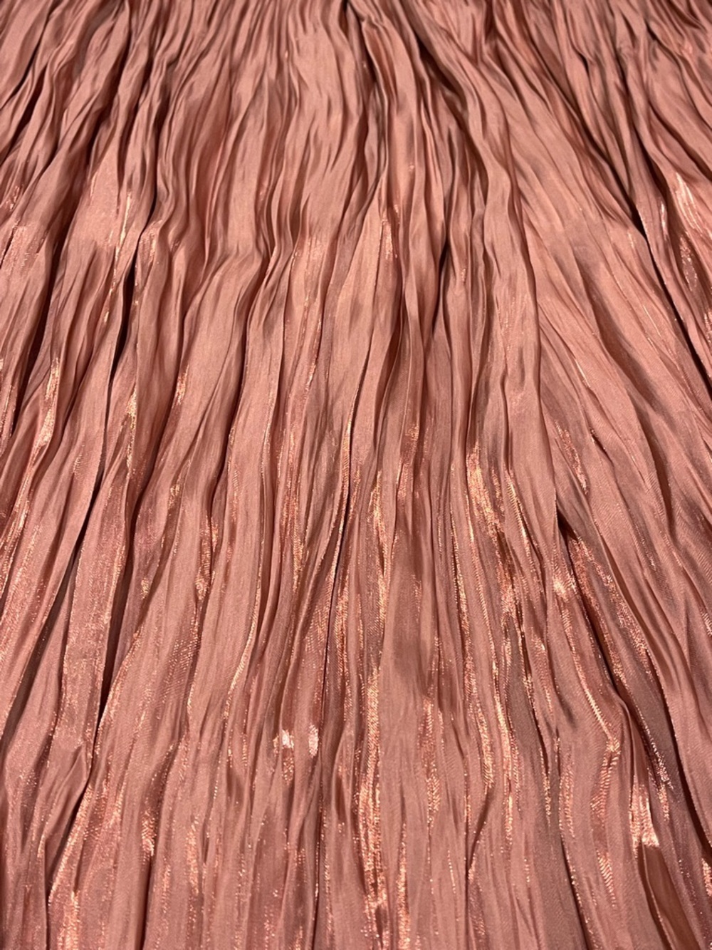 Zara Metallic Pleated Midi Skirt Rose Pink Shimmer Flowy Size L - Picture 8 of 8